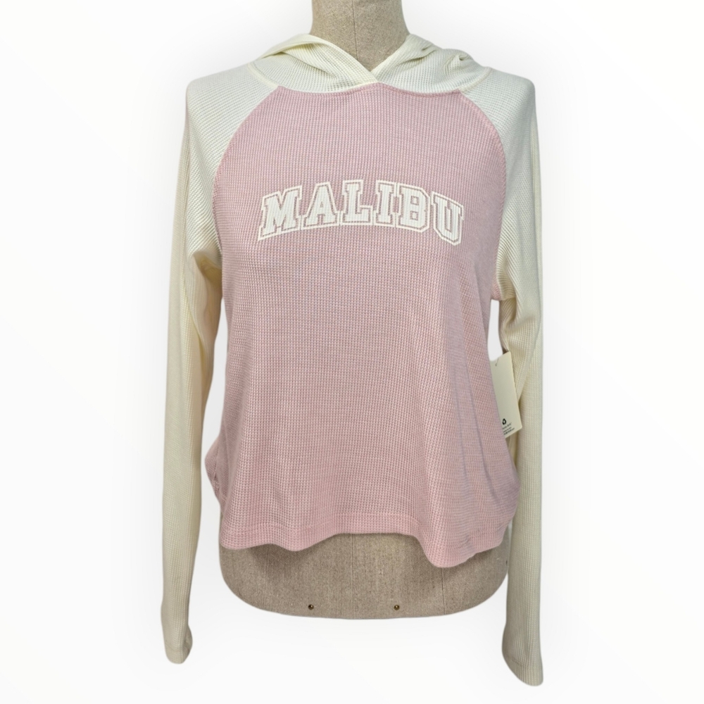 Pink Republic Malibu Thermal Knit Hoodie Crop Top Juniors XS NWT